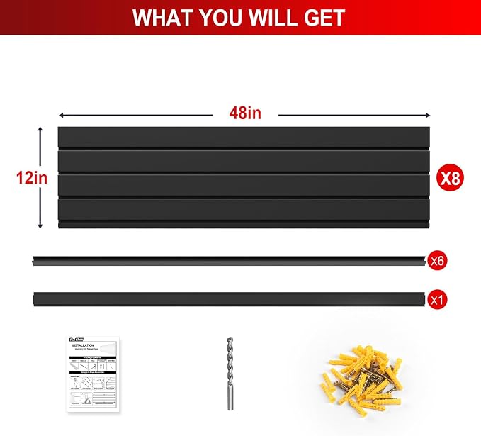 4 x 8 FT Slatwall Panel Garage Wall Organizer, Heavy Duty Slat Wall Paneling - Image 3