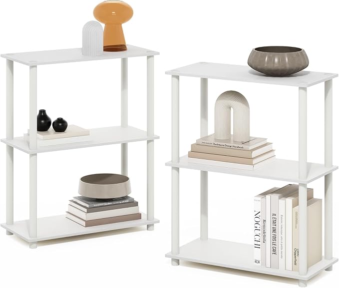 Furinno Turn-N-Tube Storage Shelves Set of 2, 3-Tier Book Shelf, Corner Shelf by Furinno-FitsYourSpaceFitsYourBudget