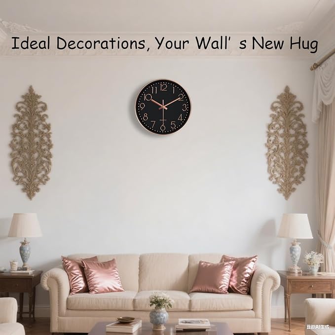 Wall Clock, Silent Wall Clocks Battery Operated 10 Inch- Modern Non Ticking - Image 2
