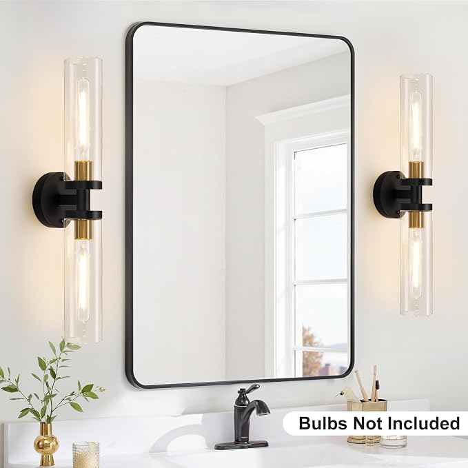Indoi Black and Gold Wall Sconce, Hardwired Bathroom Sconces Wall Lighting - Image 8