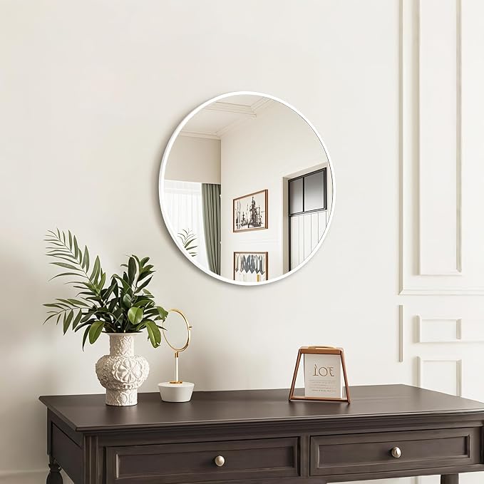 Fabuday White Round Mirror for Bathroom - Image 4