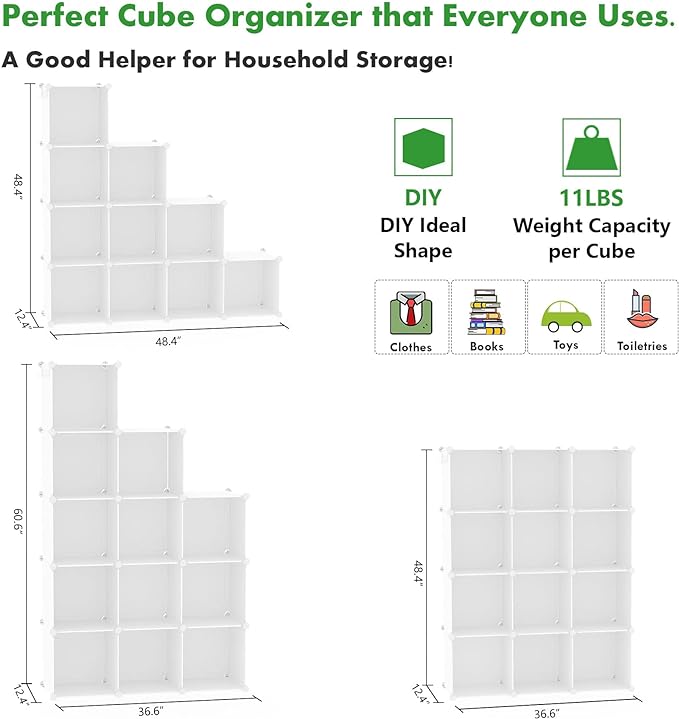 C&AHOME Cube Storage Organizer, 12-Cube Shelves Units, Closet Cabinet, DIY - Image 6