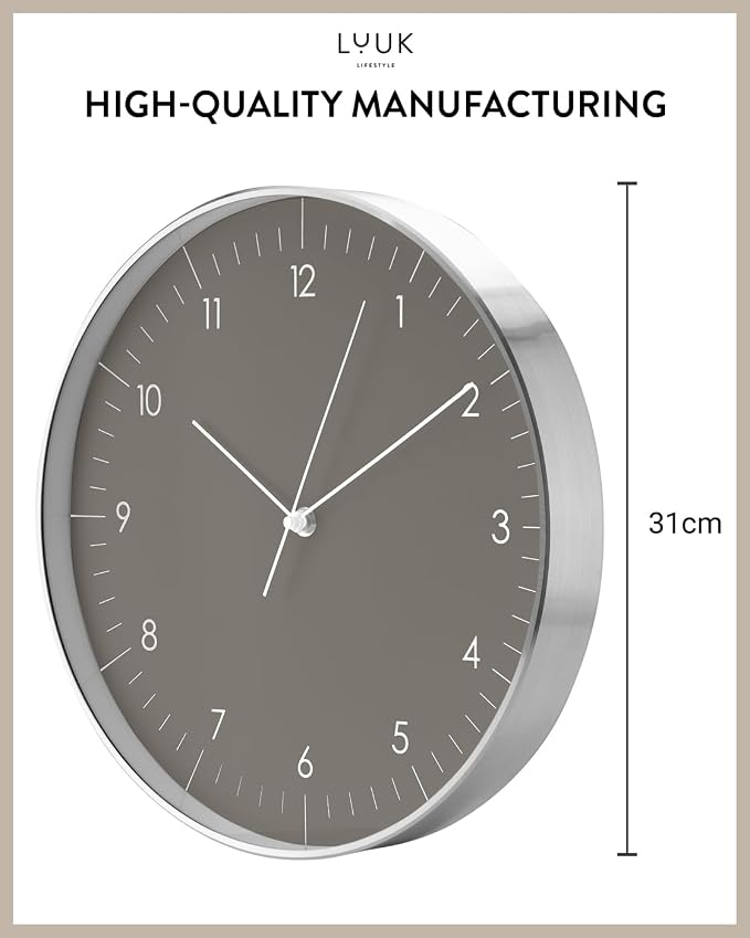 LUUK LIFESTYLE Silent Quartz Wall Clock, Nordic and Minimalist Design, Interior - Image 2