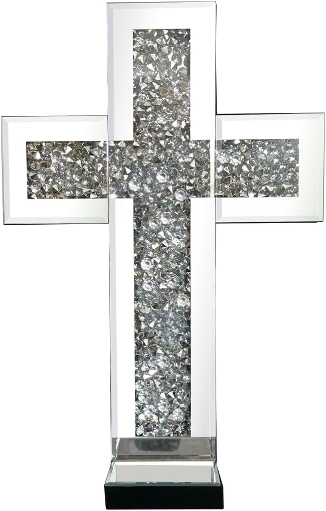 Aeveco Crystal Crush Diamond Mirrored Candle Sconces, Wall Decoration - Image 2