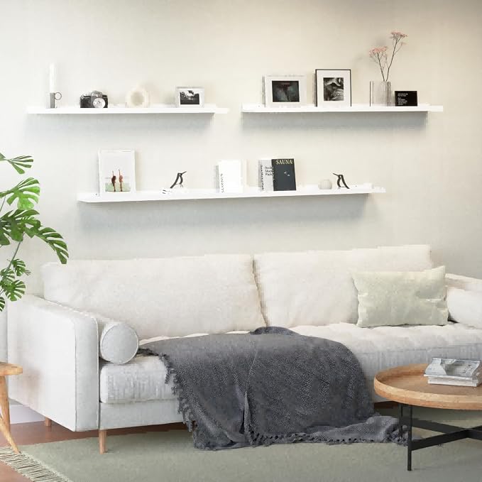 Boswillon 70.9 Inches Long Floating Shelves, 2 Set White Wall Shelf - Image 2