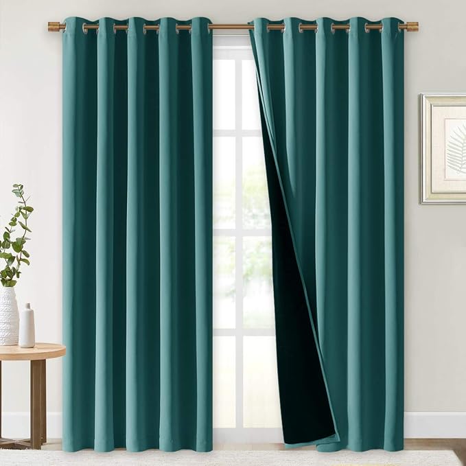 NICETOWN 100% Blackout Window Curtain Panels, Sea Teal, Cold and Full Light by NICETOWN