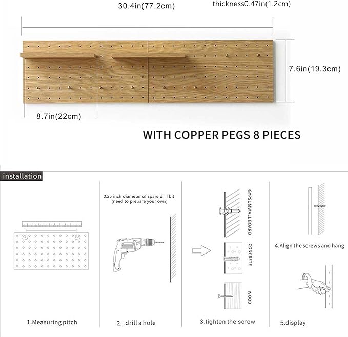 Wooden Pegboard Modular Display Organization Storage Wall Hooks Shelf - Image 2
