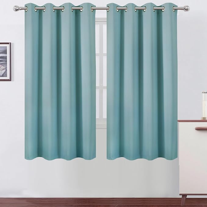 LEMOMO Stone Blue Blackout Curtains 52 x 63 Inch Length/Set of 2 Curtain by Lemomo