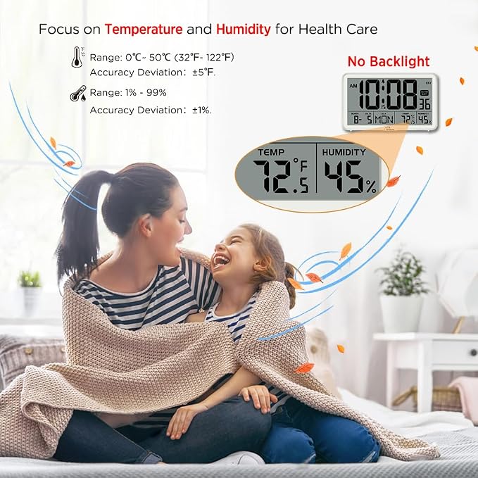 WallarGe Auto Set Digital Wall Clock Battery Operated, Desk Clocks - Image 2