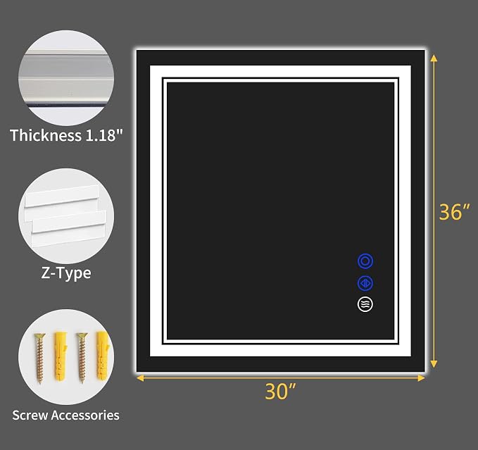 36"x30" LED Bathroom Mirror - Image 8