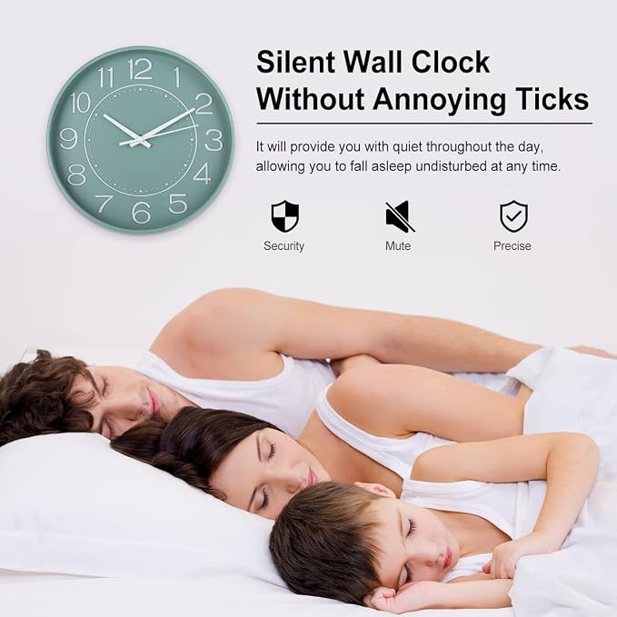 HZDHCLH 10 inch Small Wall Clock, Battery Operated, Mint Green, Modern Quartz - Image 6