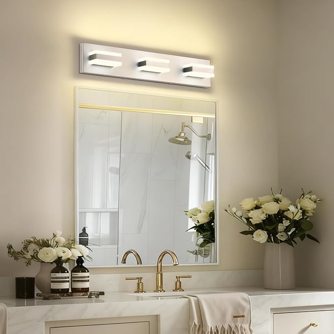 SOLFART Vanity Lighting Over Mirror, 3 Lights Brushed Nickel Bathroom Light - Image 7