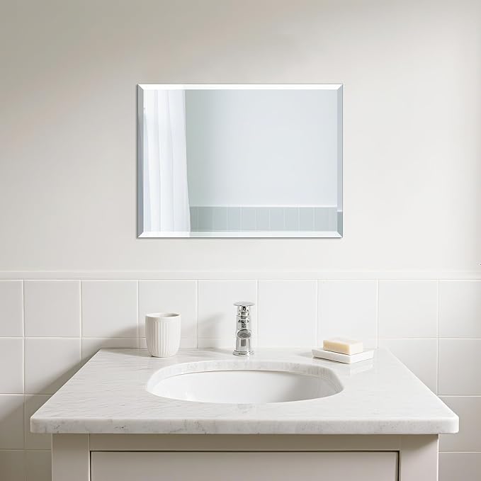 Beveled Bathroom Mirror for Wall, Rectangle Frameless Wall Mirror 16" x 12" - Image 5