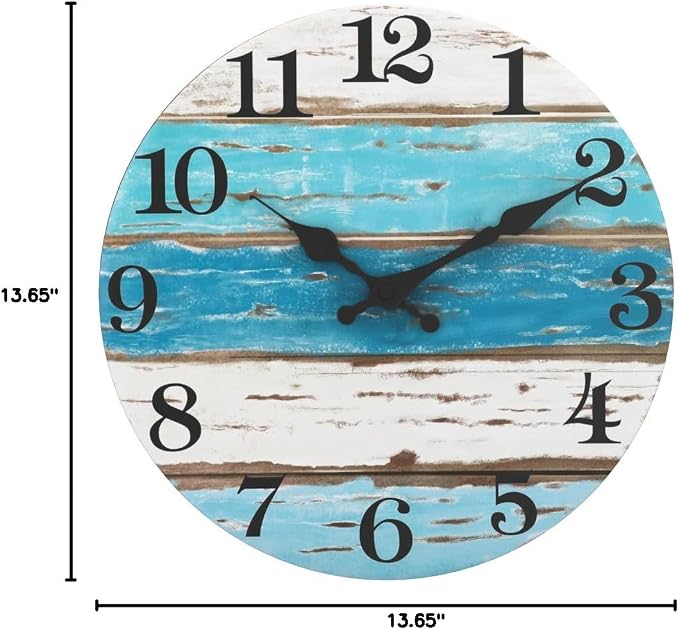 CHYLIN Wall Clock Beach Decor 12 Inch Coastal Nautical Ocean Clocks - Image 10