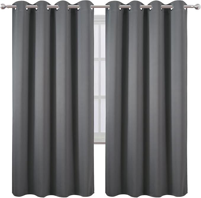 LEMOMO Blackout Curtains 66 x 72 Inch Long Frost Grey Curtains Set of 2 Panels - Image 2