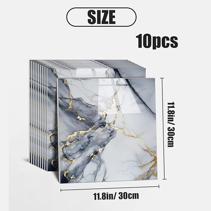 Chejiaye Thick 10pcs Marble Peel and Stick Backsplash Surface Waterproof Wall - Image 4