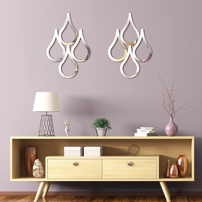 Weysat 2 Pieces Teardrop Wall Mirror Hanging Wall Mounted Decorative Accent - Image 6