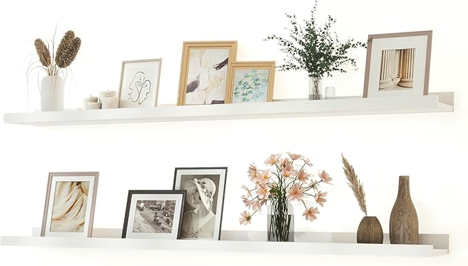 White Floating Shelves for Wall Decor, Long Wall Mounted Storage Shelf for by Unknown