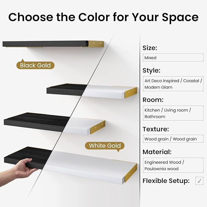 BAYKA Wall Shelves for Bedroom Decor, Floating Shelves for Living Room Kitchen - Image 6