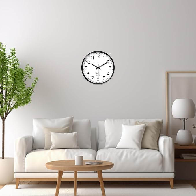 XNM Minimalist Wall Clocks Battery Operated 12 Inch Classic White Analog Wall - Image 2
