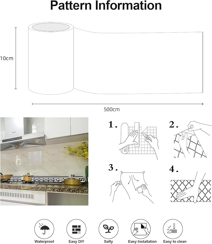 Black and White Wallpaper Border Trim Peel and Stick Boarders Self Adhesive - Image 6