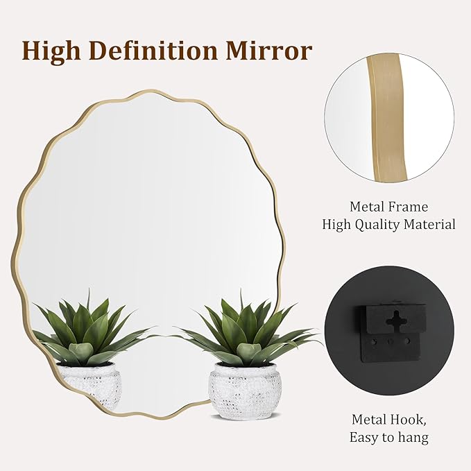 WallBeyond Round Wavy Mirror for Wall Decorative 36 inch, Modern Round Mirror - Image 5