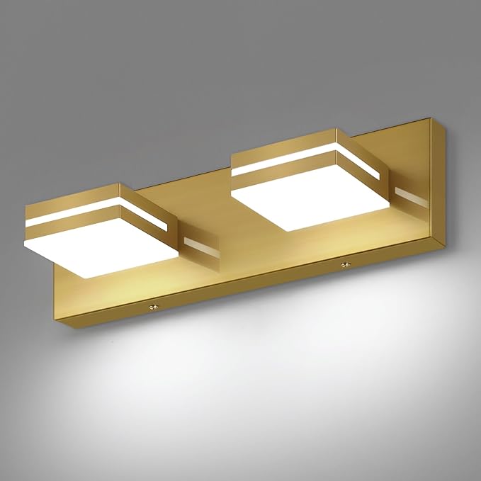 SineRise LED Modern Bathroom Vanity Light Fixtures, Brass Modern Acrylic by SINERISELIGHTING