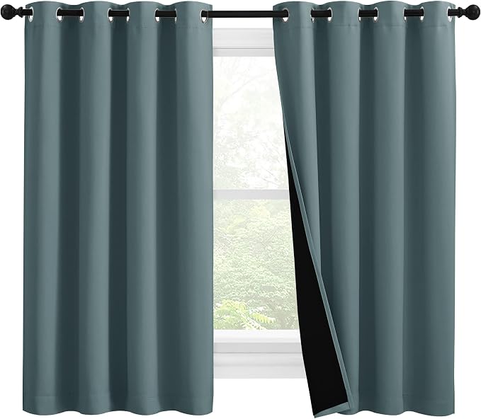 NICETOWN 100% Blackout Curtains 57 inches Long, Double-Deck Completely Blackout by NICETOWN