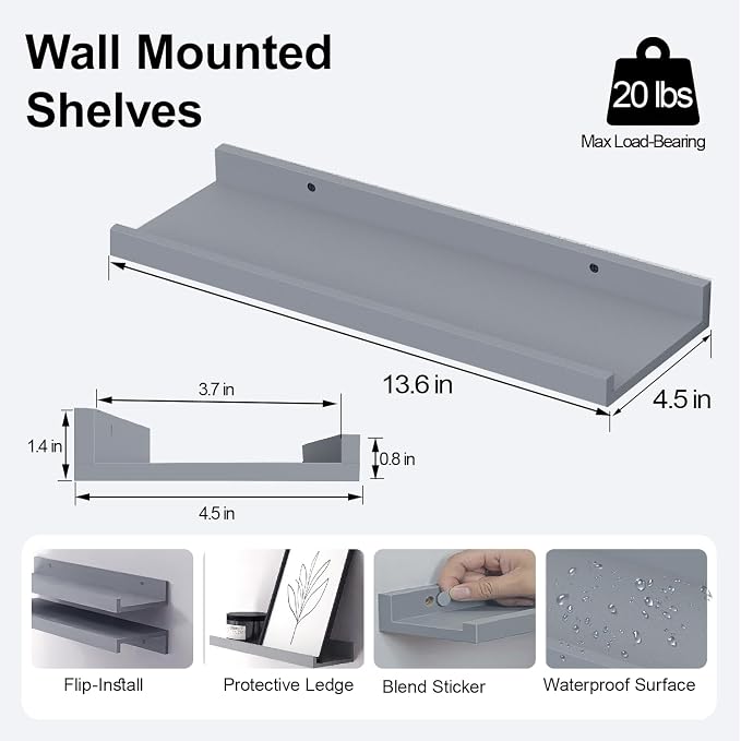 Floating Shelves for Wall Decor, Wall Mounted Wood Storage Shelf for Bedroom - Image 2