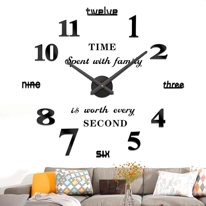 VANGOLD Large DIY Wall Clock Modern 3D Wall Clock by Vangold