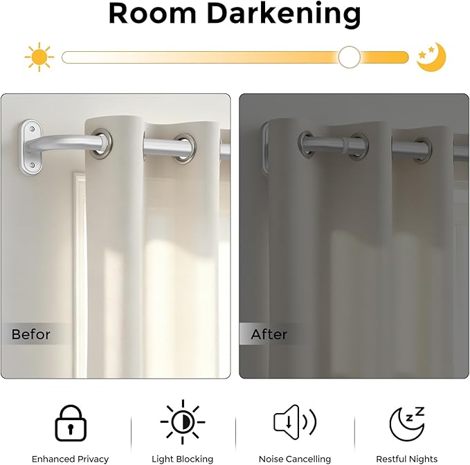 Curtain Rods 32-46 Inch, 1 Inch Adjustable Heavy Duty Room Darkening Window - Image 3