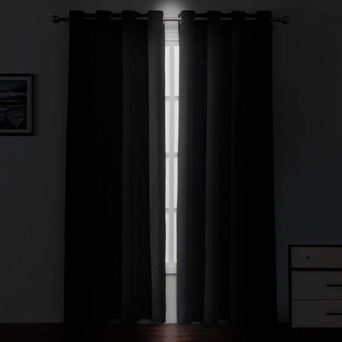 LEMOMO Blackout Curtains 52 x 84 inches Long Black Curtains Set of 2 Panels - Image 3