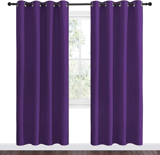 NICETOWN Purple Blackout Curtains 78 inches Long, Niose Reducing and Thermal - Image 2