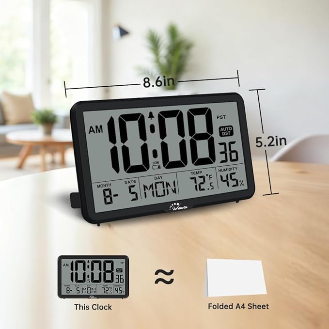 WallarGe Auto Set Digital Wall Clock Battery Operated, Desk Clocks - Image 2