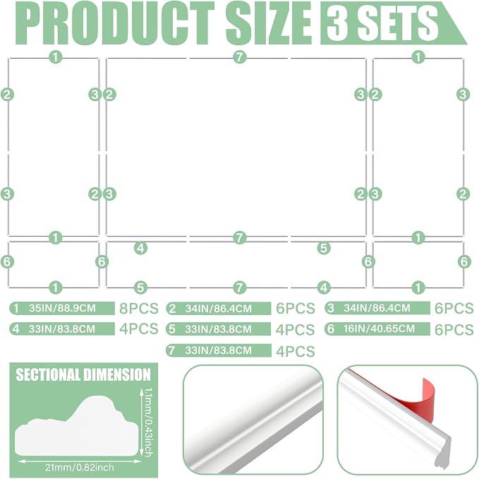 Pangda Peel and Stick Wall Molding Kit, 3D Premade Accent Molding Wainscoting - Image 4