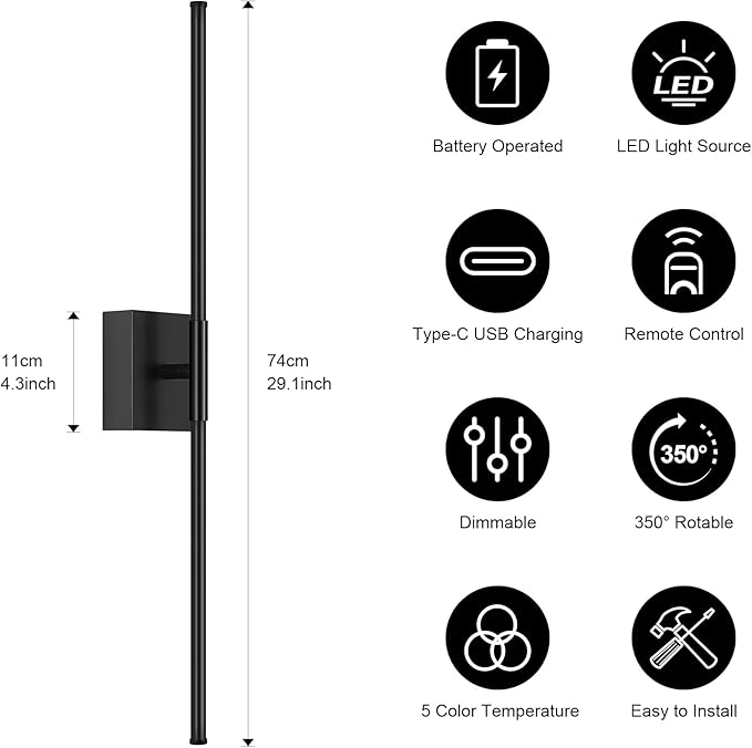 Battery Operated Wall Sconce Set of Two - Image 4