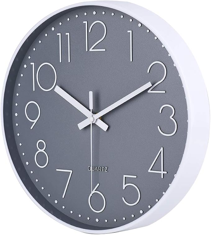 jomparis 13 1/2 Inches Gray Wall Clock Silent Battery Operated Wall Clock - Image 3