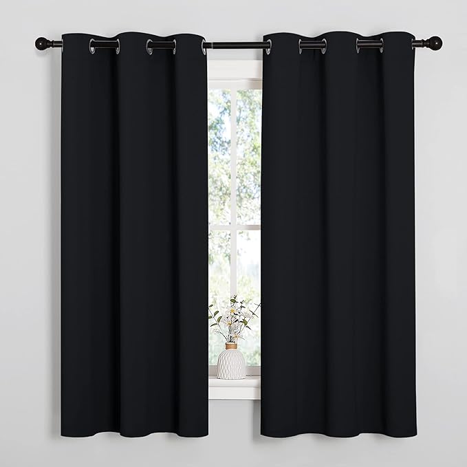 NICETOWN Halloween Pitch Black Solid Thermal Insulated Grommet Blackout - Image 2