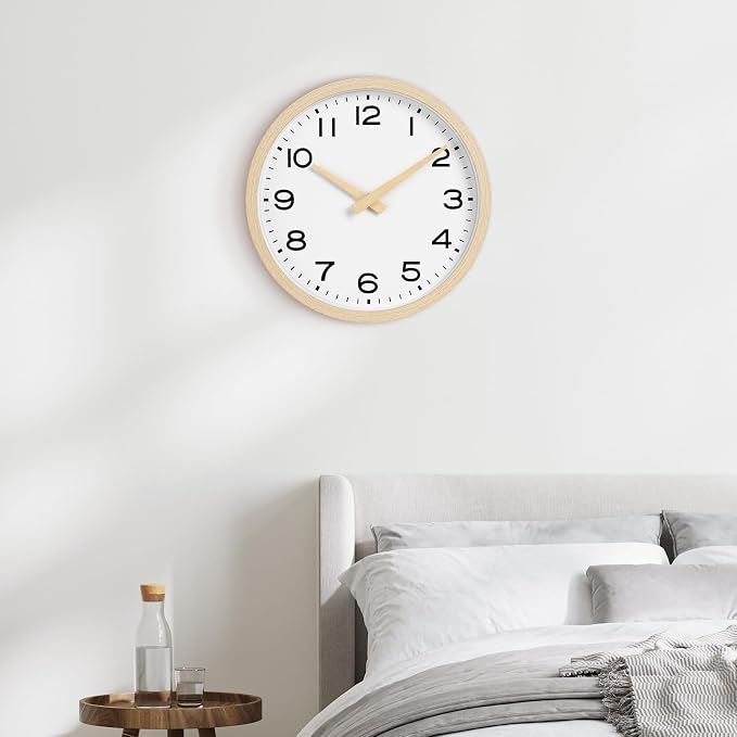 AKCISOT Wall Clock 12 Inch, Boho Office Wall Clocks Battery Operated Non Ticking - Image 9