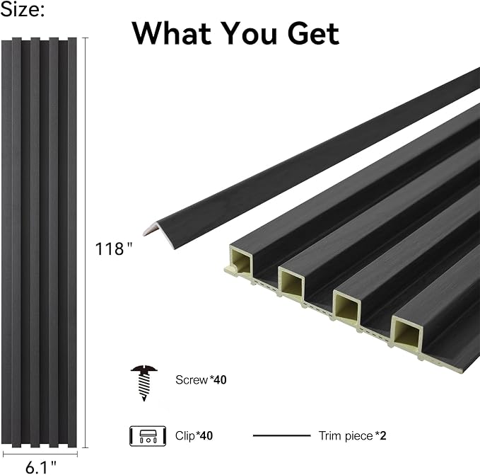 8-Pack WPC Wall Panels 118’’ x 6.1’’ 3D Slat Wall Panel Acoustic Wall Paneling - Image 2