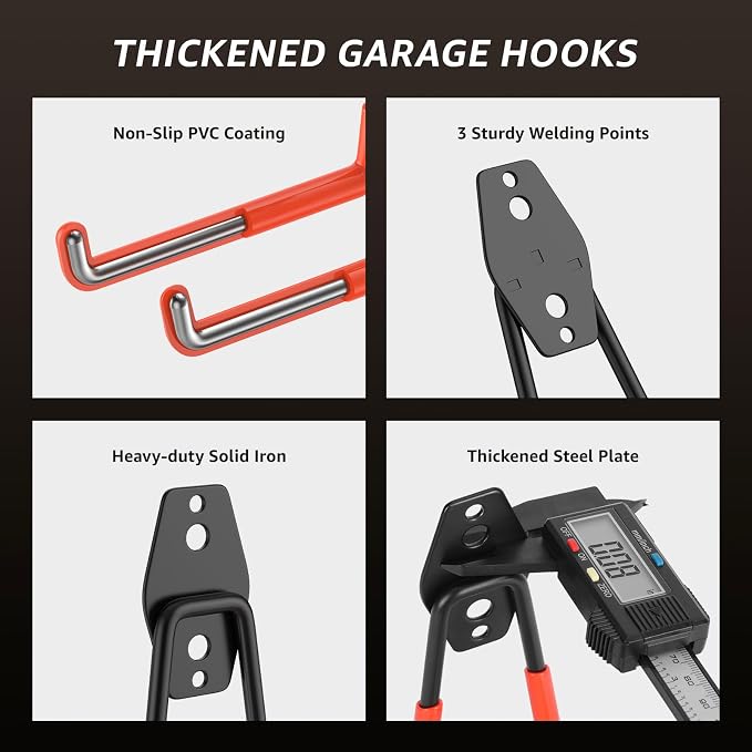 40 Pack Garage Hooks, Heavy Duty Steel Wall Mount Utility Hangers - Image 4