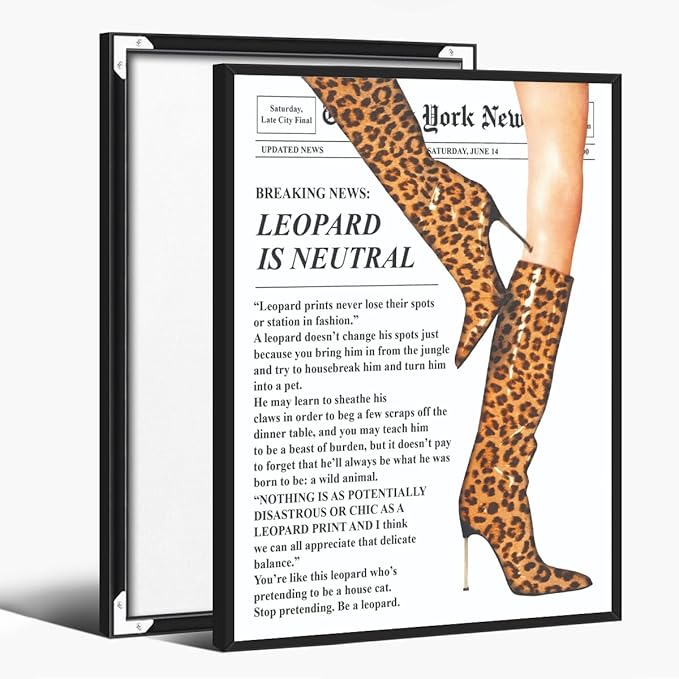 Trendy Newspaper Posters Vintage Leopard Boots Poster Feminist Canvas Prints by Unknown