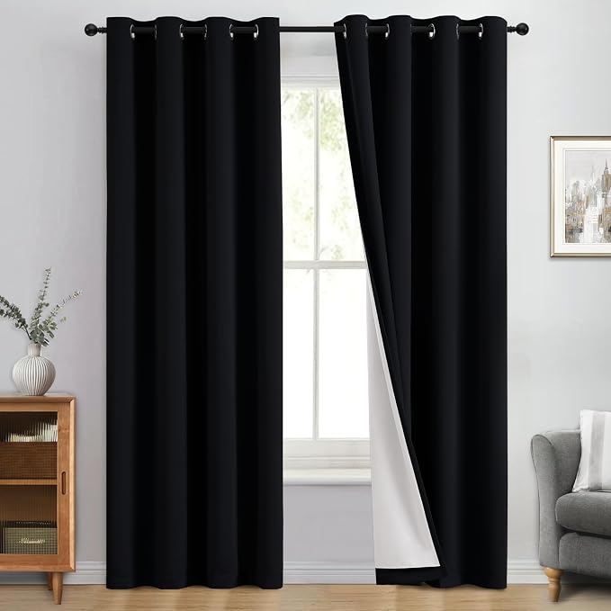 Yakamok 100% Blackout Curtain Panels 84 inches Cold and Light Blocking Drapes by Yakamok