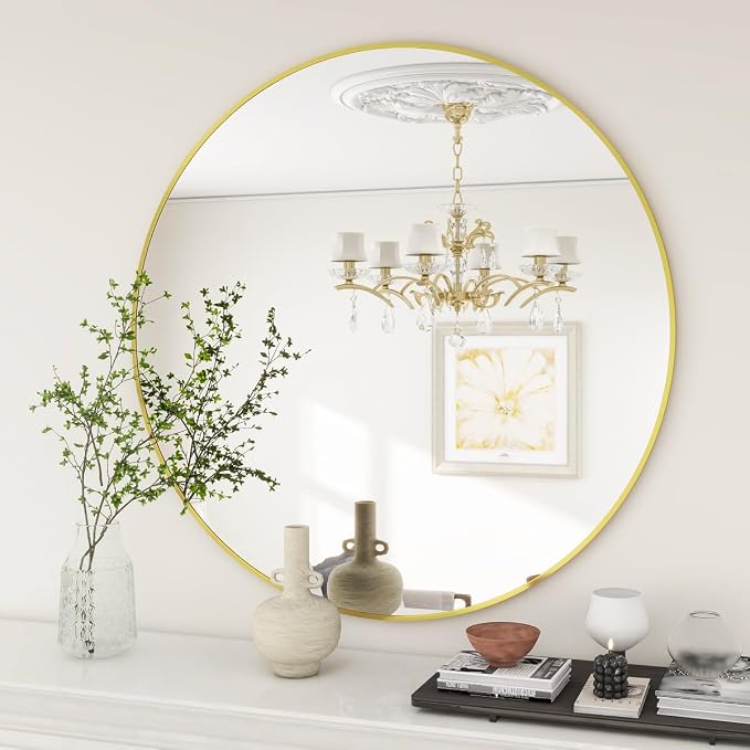 BEAUTYPEAK 20 Inch Round Mirror, Metal Frame Circle Mirror, Wall Mounted - Image 5