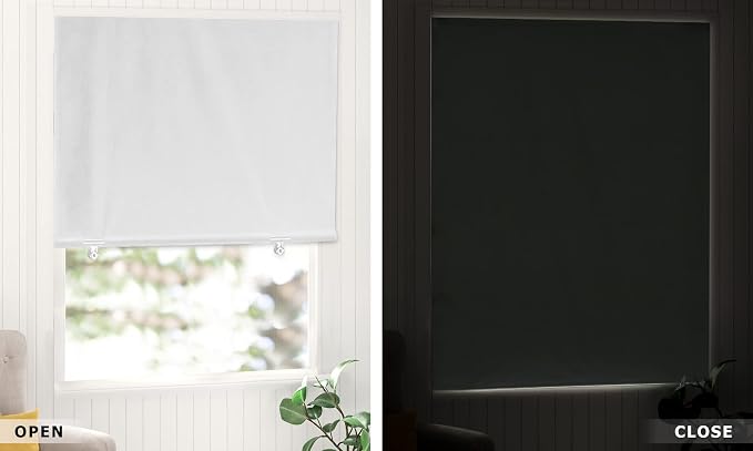 LazBlinds 100% Blackout Roller Shades, No Tools No Drill Cordless Blinds - Image 6