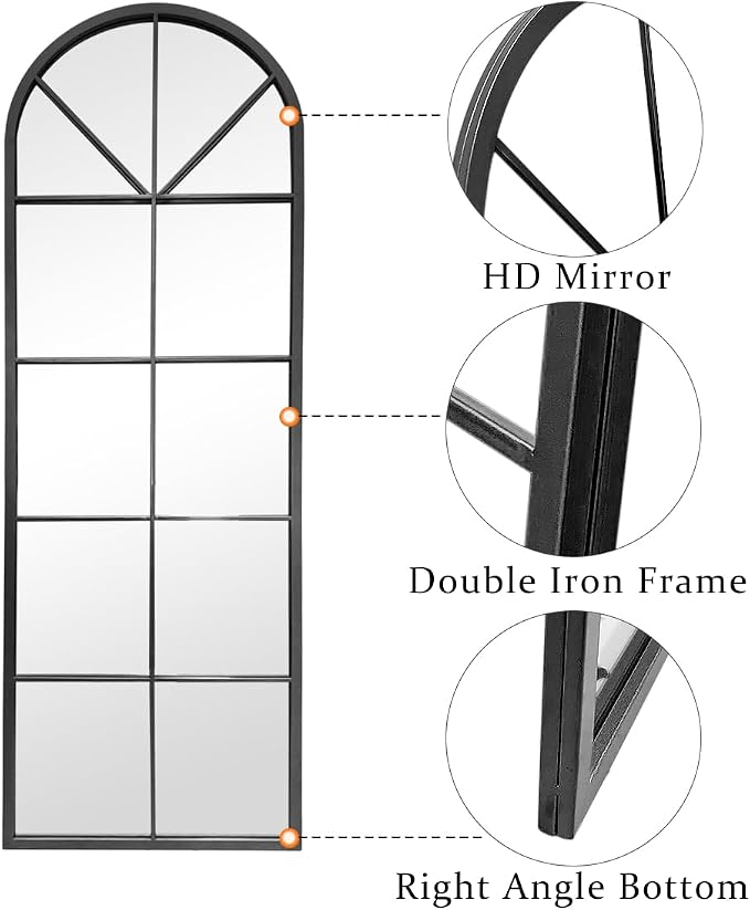 Floor Full Length Mirror, Large Window Pane Body Mirrors, No Stand - Image 6