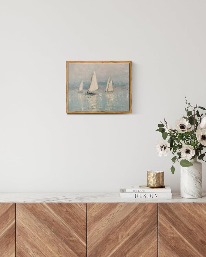 InSimSea Framed Canvas Wall Art, Vintage Sailboats Art - Image 3
