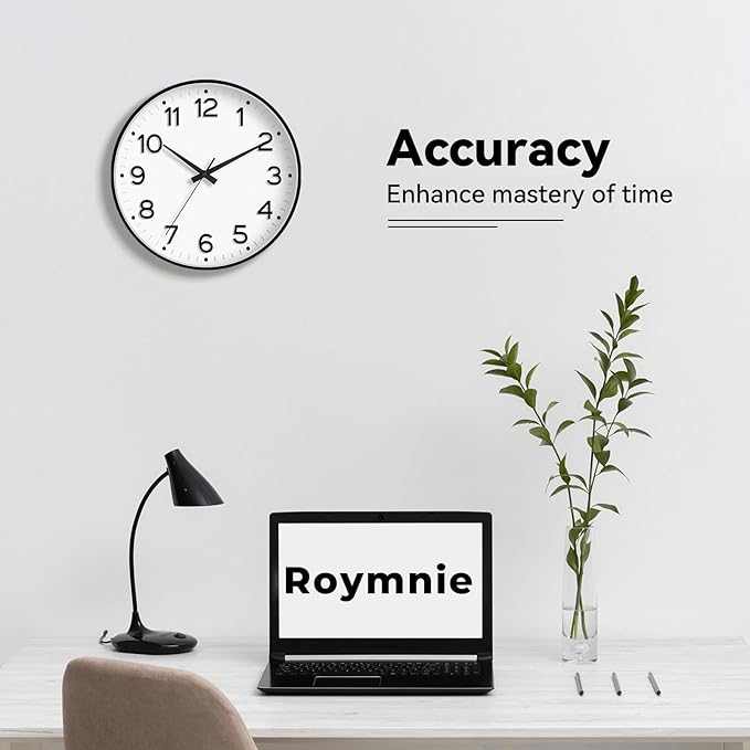 Roymnie Wall Clock 12 Inch Silent Wall Clocks Battery Operated-Modern Non - Image 7