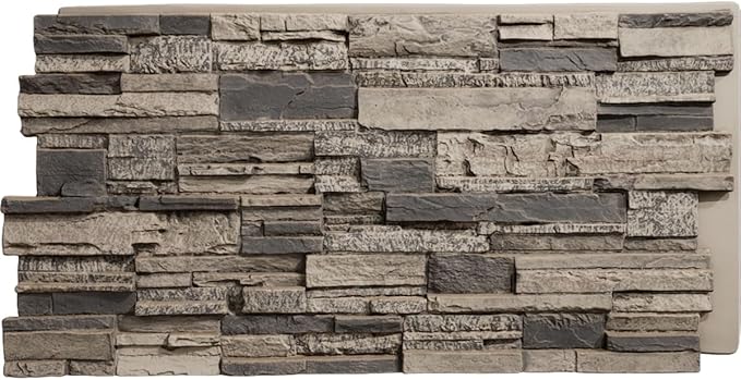 EverStone Cascade Faux Stone Panel, 48 5/8"W x 24 3/4"H x 1 1/4"D, Urban Color by EkenaMillwork