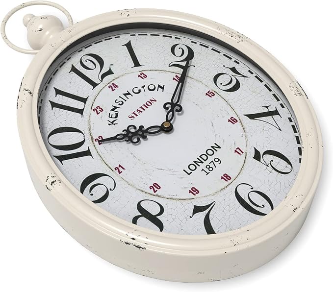 Menterry Oval Retro Wall Clock, Rustic Vintage Style, Battery Operated Silent - Image 2